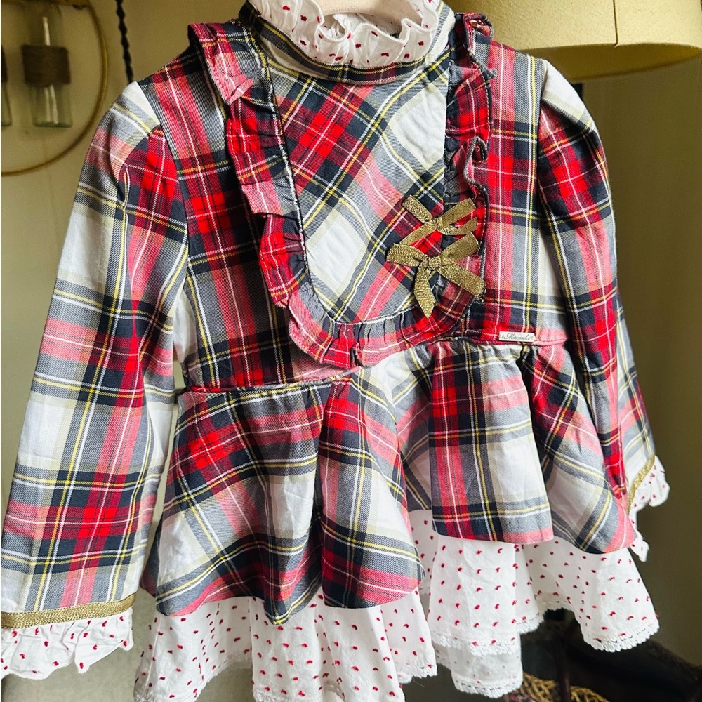 Plaid Red and White Kids Formal Dress